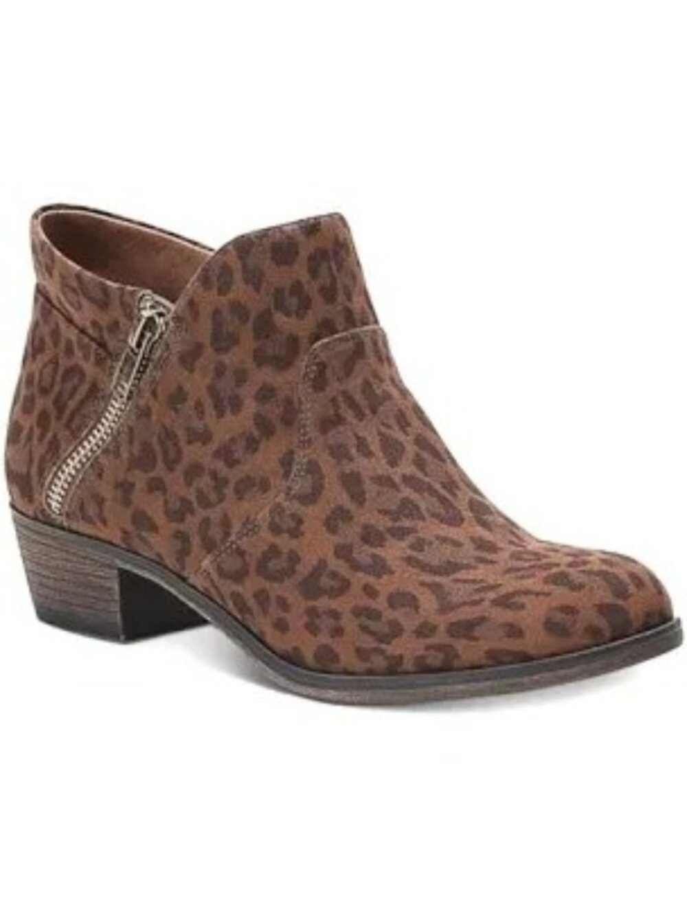 American Rag Abby Double Side Zip Leopard Print Booties Brown Size 5.5 Country
